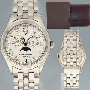 Sale! Patek Philippe White Gold 37mm Annual Calendar Phase Watch Box